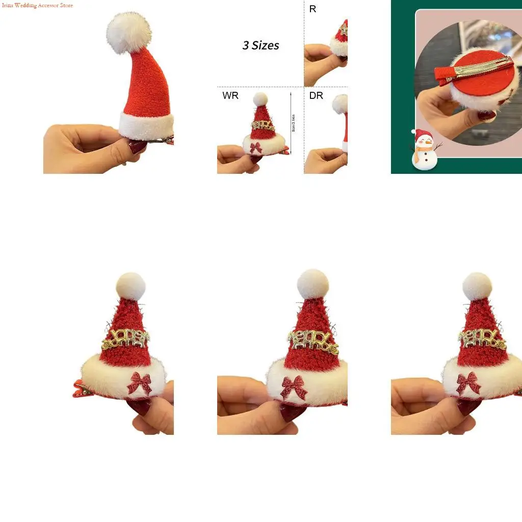 G92D Holiday Celebration Hair Clip Christmas Hat Hair Barrette for Adult Kids Festival Event Family Gathering Dressingup