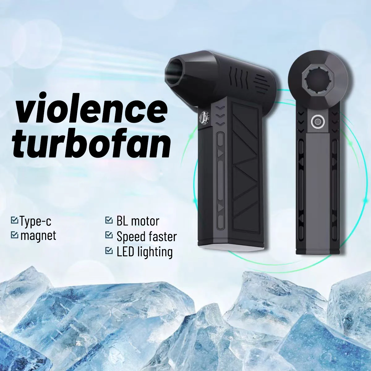 

130000RPM Mini Turbo Jet Fan Electric Air Duster Adjustable wind speed Turbo Violent Blower Rechargeable with Light Car Cleaning