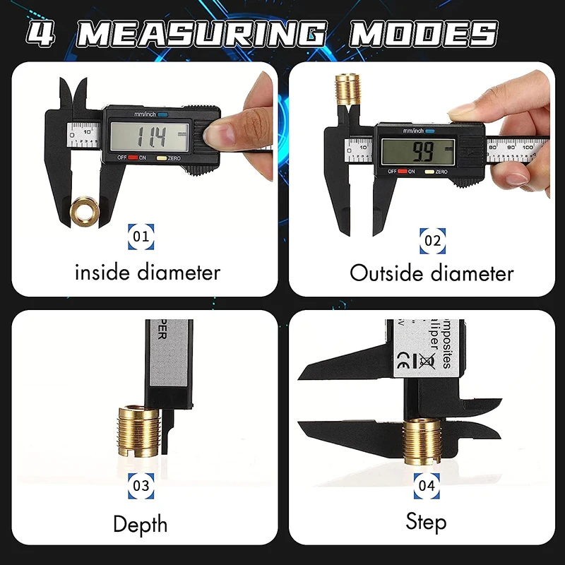 AMR 150mm 100mm Electronic Digital Caliper Carbon Fiber Dial Vernier Caliper Gauge Micrometer Measuring Tool Digital Ruler