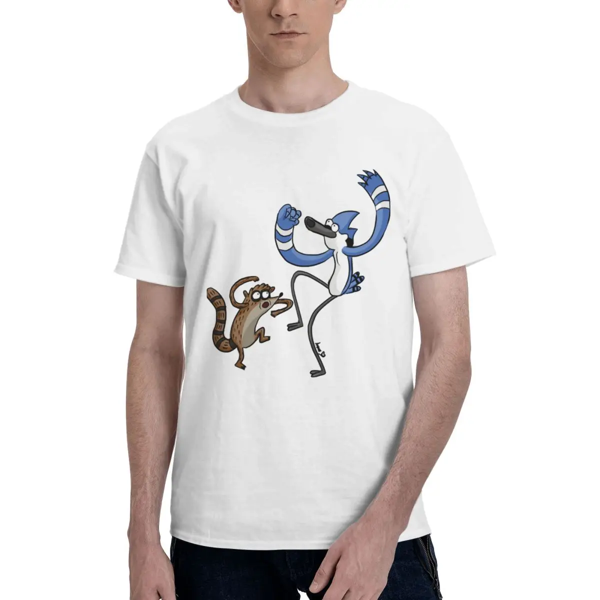 Rigby And Mordecai Trendy T Shirts Graphic Y2K Idea Crewneck T-Shirts For Men Women Clothes