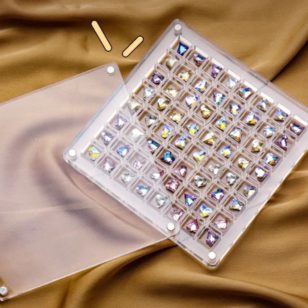 Boîte de rangement pour perceuse à ongles, poignées en acrylique, boîte de collecte de bijoux amovible, prévention de la poussière, étanche à l'humidité, 36 grilles, 64/100 grilles