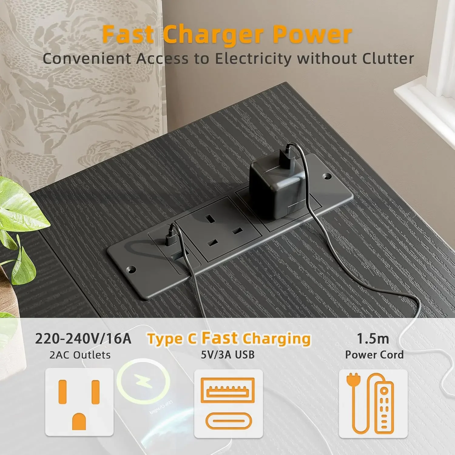 Mesa de computador em forma de L com tomadas elétricas, mesa de canto pequena de 47 polegadas com prateleiras reversíveis