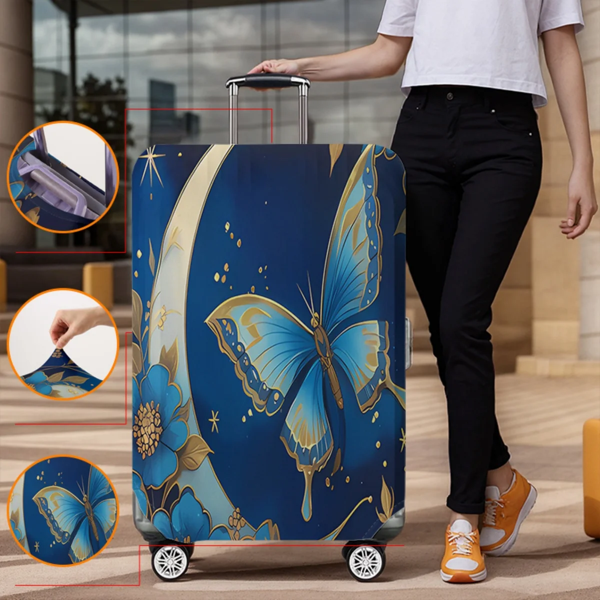 Animal pattern luggage protection cover, set suitable for 18-32 inch luggage cover, suitcase handle cover, travel accessories