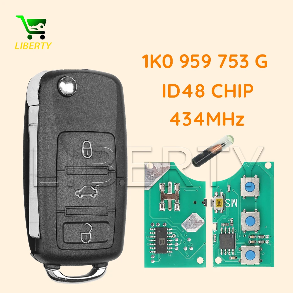 For VW Eos Golf Plus Jetta Polo Sirocco Tiguan Touran Altea Ibiza Leon Toledo Octavia II Superb II Yeti PN 1K0959753G ID48 Chip