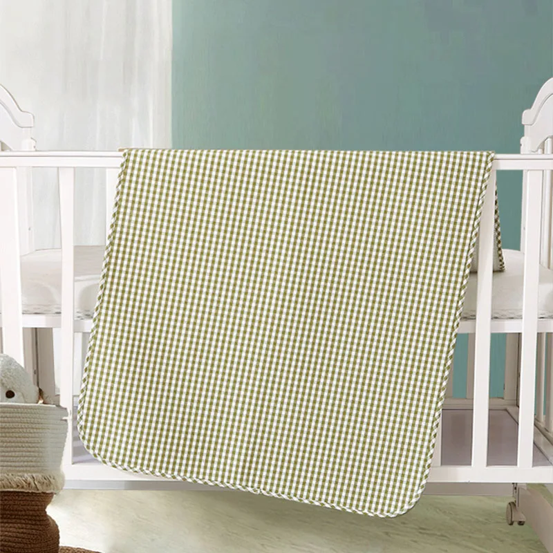 Fashion Plaid Ramie Cotton Cooling Summer Mat Household Washable Sleeping Pad Foldable Skin-Friendly Air Conditioning Soft Mats