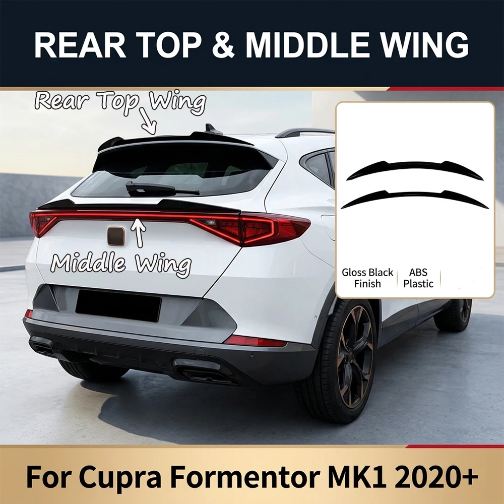 Image of Für Cupra Formentor MK1 2 Auto-Kofferraum-Dachspoiler Heckflügel Mittlerer Flügel Spoiler Karosserie-Kit Modifikation Hochglanz Schwarz