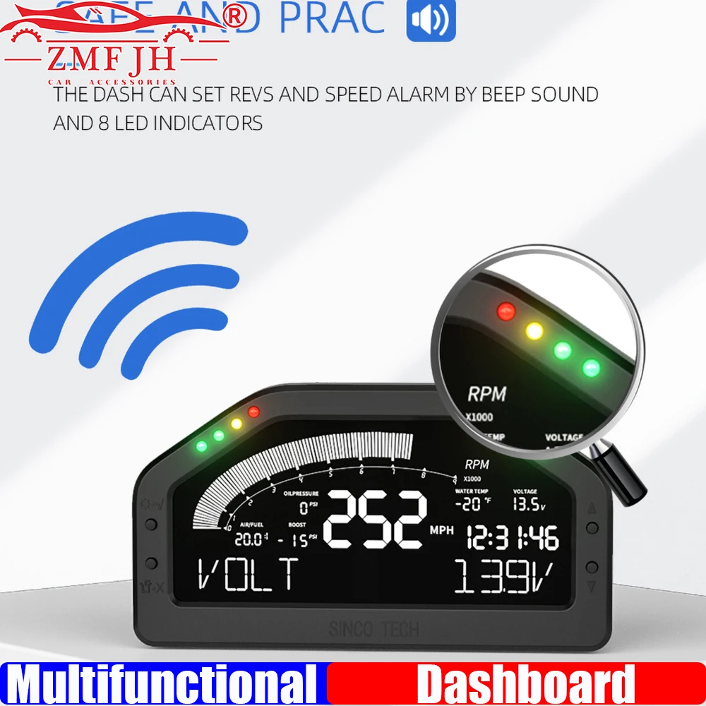 ZMFJH Multifunctional Dashboard Sensor KIT Digital Race Display Bluetooth-compatible LCD Gauge Tachometer Air Fuel Ratio Voltage