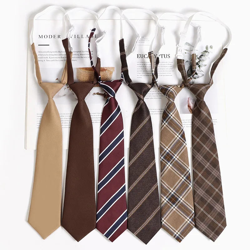 Fashion Academy Style Brown Retro Tie Men's and Women's Shirt Accessories Versatile Stripe Tie Accessories Decorative Gifts