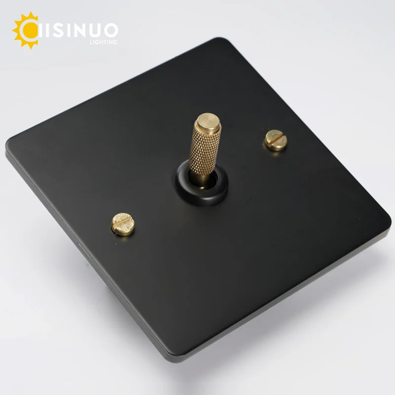 

Wall Toggle Switch 2Way Black Matte Dimmer Stainless Steel Panel Power Socket EU FR Type C Charger Port Plug Outlet 86 Type