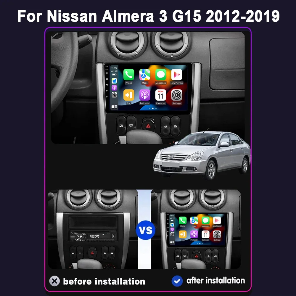 Android 16 For Nissan Almera 3 G15 2012- 2019 Multimedia Automotive Car Radio GSP Navigation Video Stereo DSP Subwoofer Radio