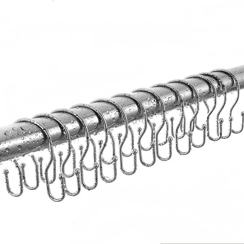 13 pcs Silver Double Ear Shower Curtain Rings, Smooth Sliding, Easy Install, Fits Various Shower Curtain Rods