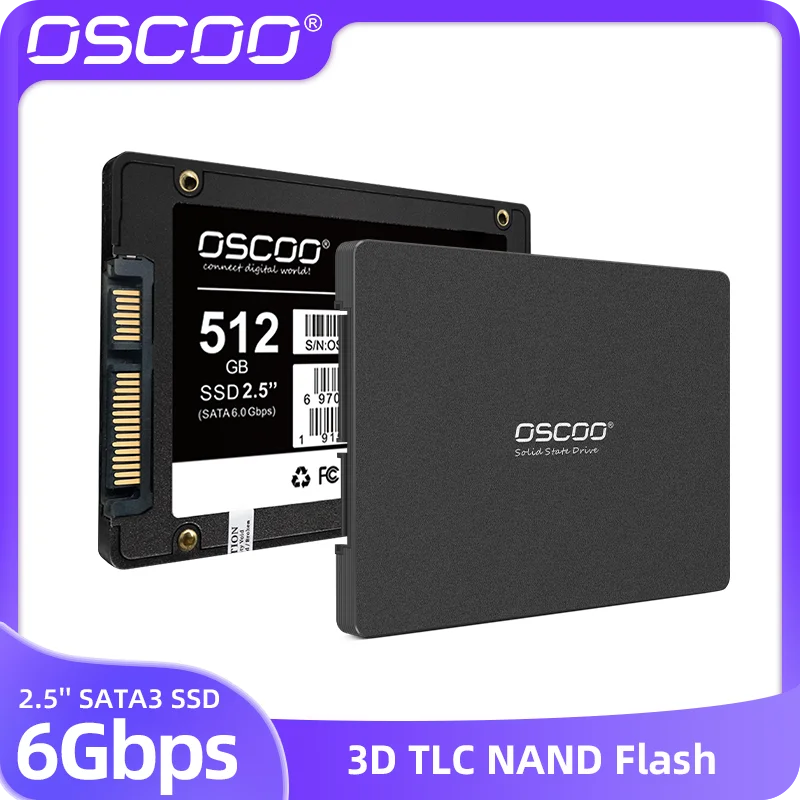 

OSCOO 2.5inch SATA3 SSD 512GB SSD SATAIII Internal Solid State Drive HDD 3D TLC Nand Flash Hard Disk 6Gbp/s For Laptop Desktops