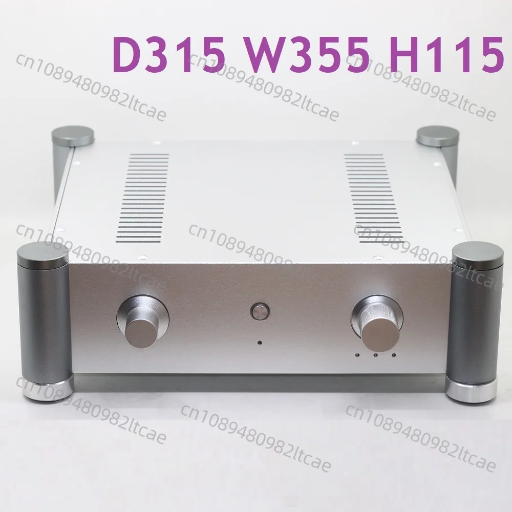 W355 H115 D315 Aluminum PSU Power Amplifier Housing Tube Preamp Case DAC Chassis DIY Box Dual Control Balanced Decoder Enclosure