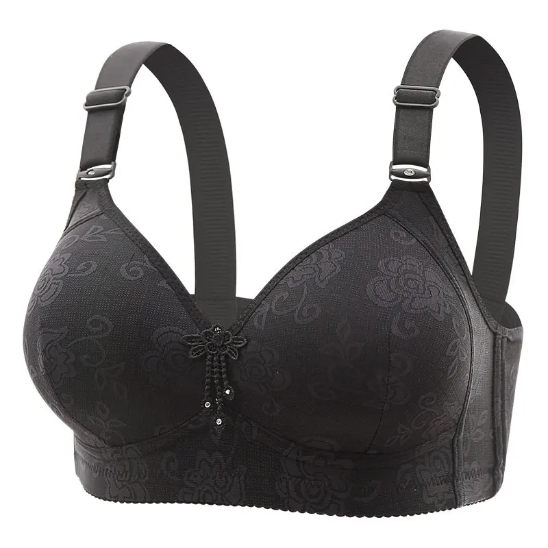 New Oversized and Thin Printed Women\'s Three Breasted Bra With Gathered Full Cups No Steel Rings For Breathable Sexy Lingerie