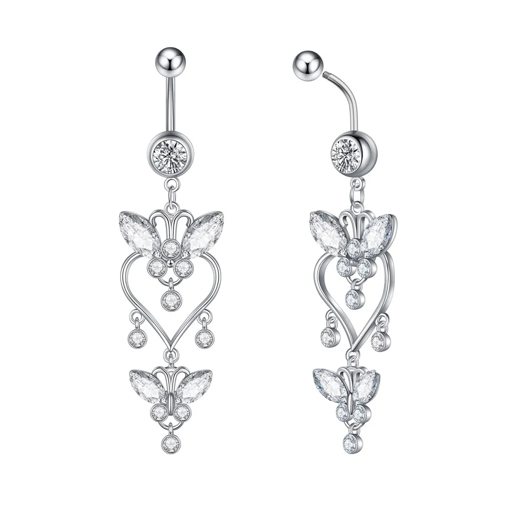 Trendy Engel Bauchnabel Ringe Edelstahl Zirkon Schmetterling Nabel Piercing Chirurgisch für Frauen Körper Bauch Schmuck Anhänger – Detail 11