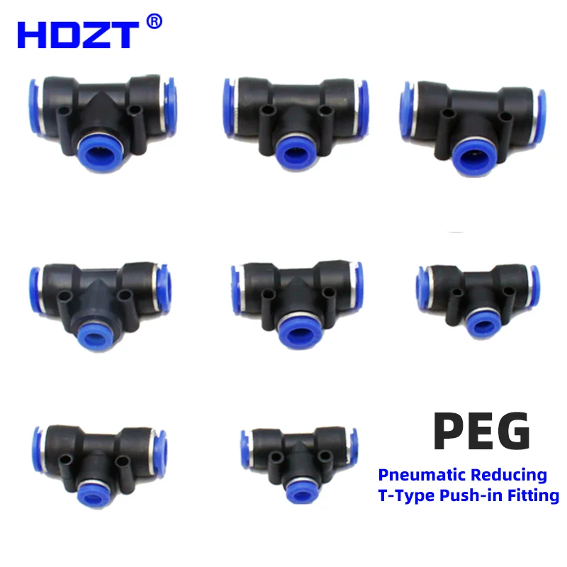 

Pneumatic Fittings Plastic Push In T-Type 3 Way Connector PEG for Air Water Hose Tube Quick Connection Gas Fitting