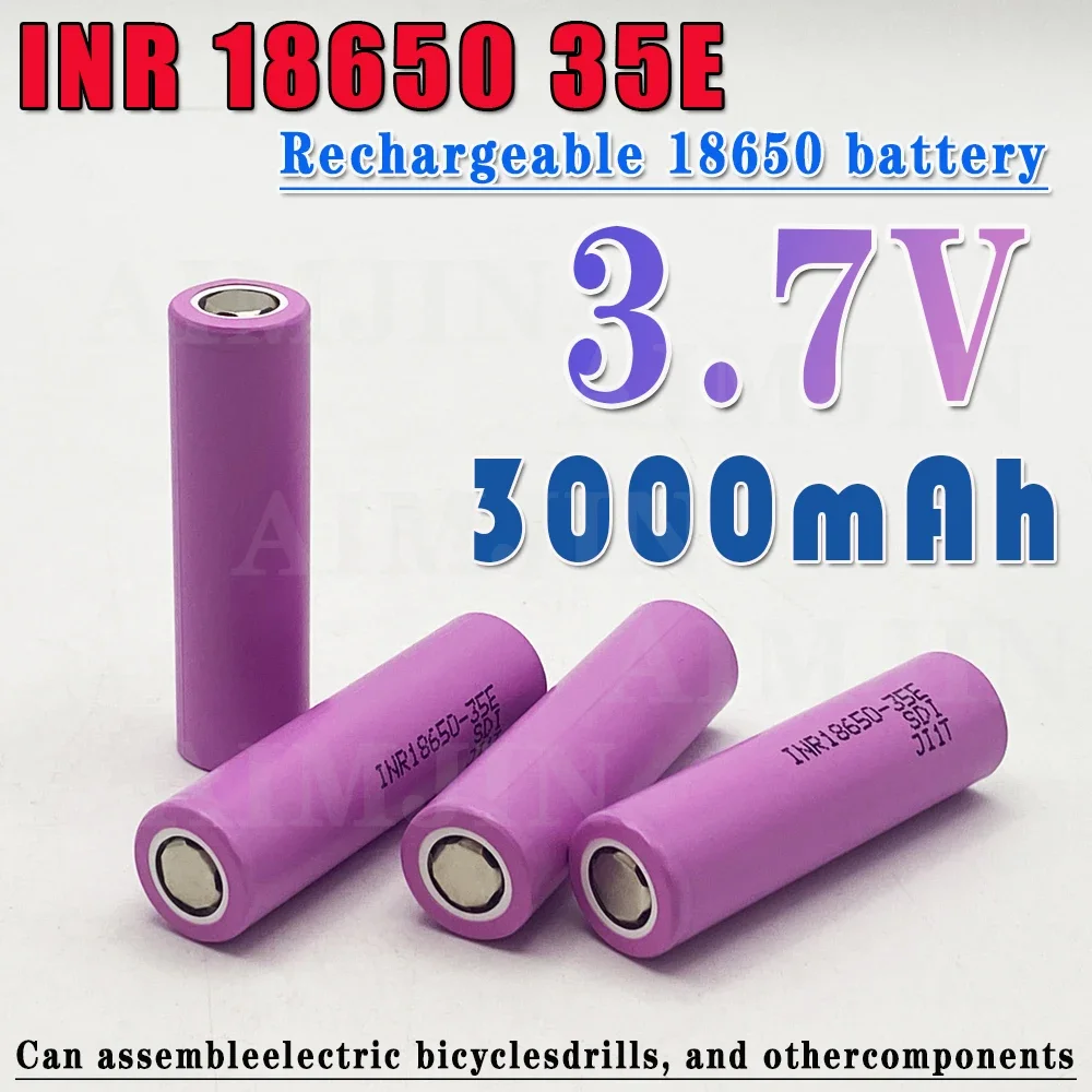 

100% Original for 18650 3000mAh 25A Discharge INR18650 35E 3000mAh Li-ion 3.7v Rechargable Battery 18650 Battery