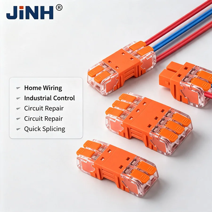 JINH Quick Plug-in Wire Connector Male and Female Insertable Electrical Terminal Blocks Tool Free Cable Connection for DIY