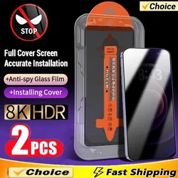 Dust Free Installation Privacy Screen Protector for IPhone 16 15 14 13 12 11 Pro Max Mini 7 8 15 16 Plus XS X 17 Anti-Spy Glass