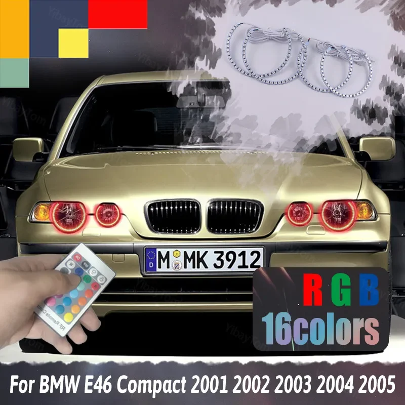 For BMW 3 Series E46 Compact 2001 2002 2003 2004 2005 RGB Multi-Color 5050 132Smd Flash LED SMD Angel Eyes Kit