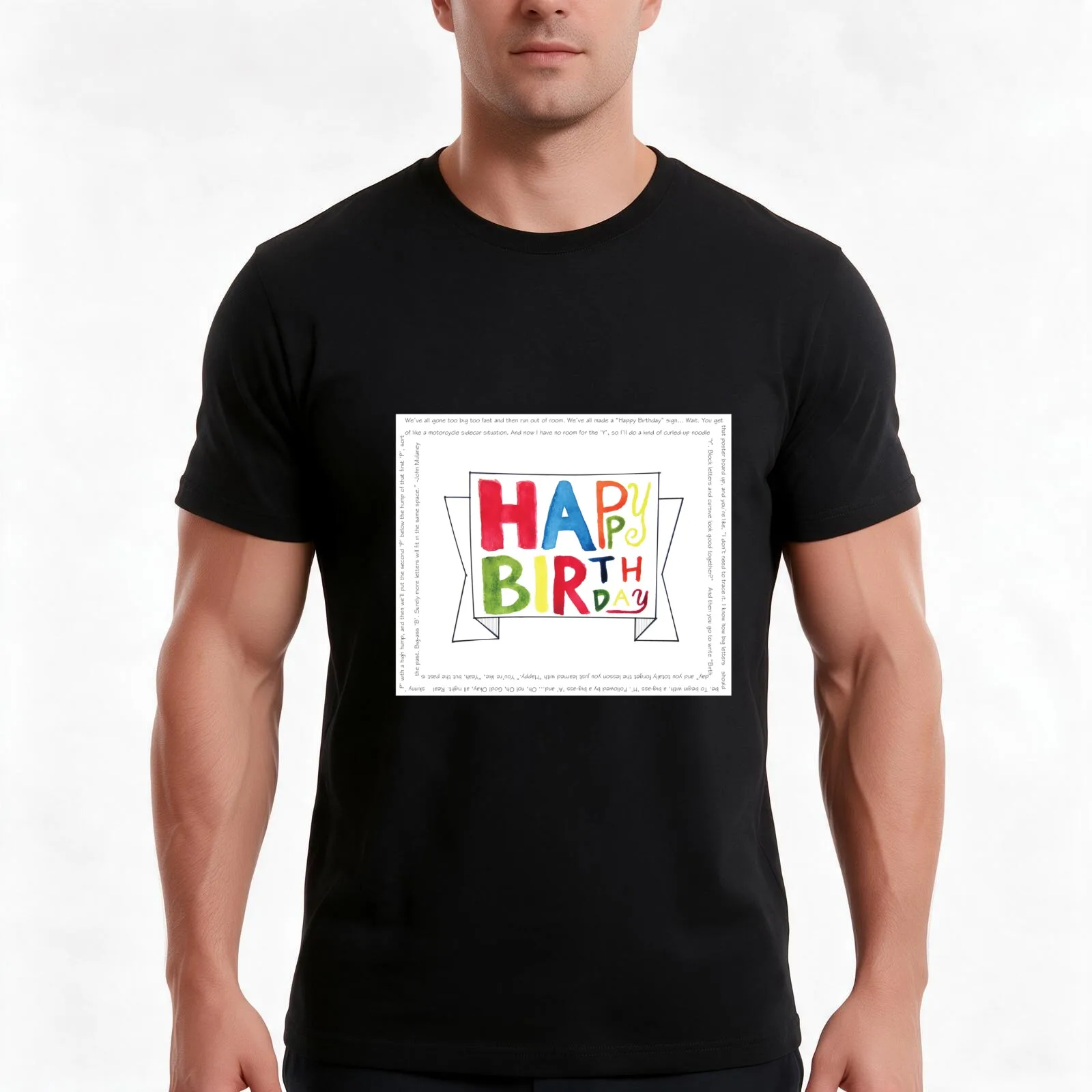 John Mulaney Happy Birthday T-Shirt Summer Casual Cotton Tee Oversized Streetwear Tops Vintage Graphic Print 100% Cotton