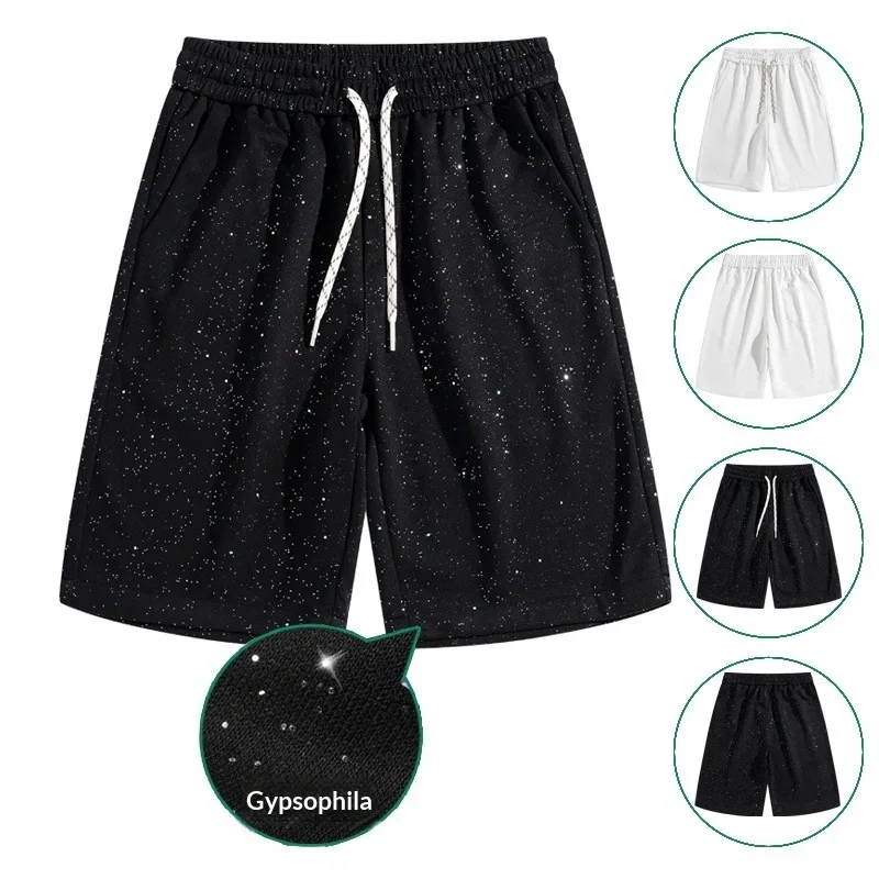

Men's Summer Beach Shorts Cotton Loose Fit Elastic Waist Drawstring Galaxy Print Casual Fashion Breathable Soft Plus Size Shorts
