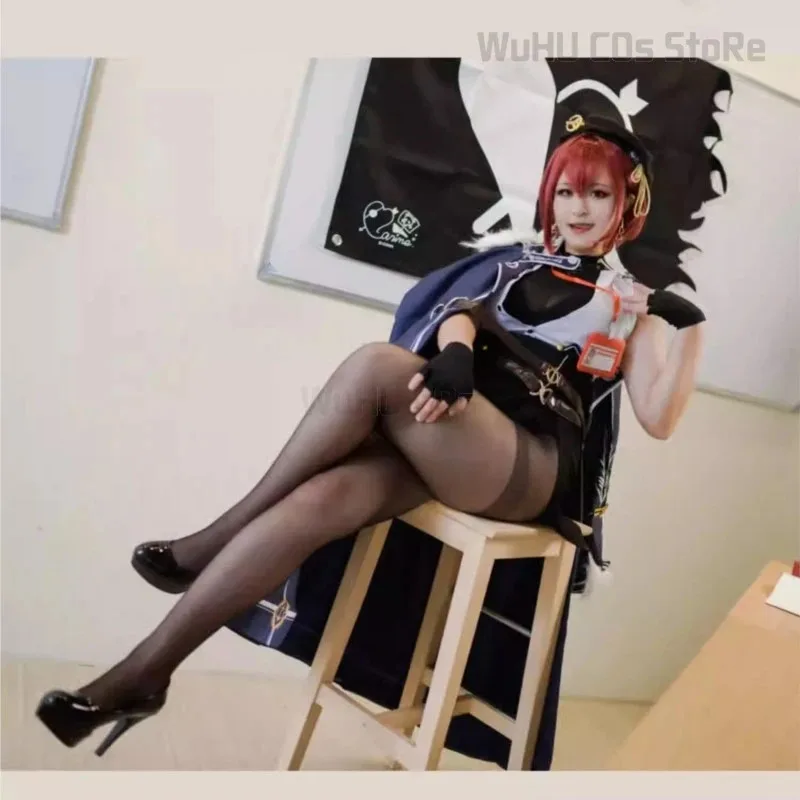 

asdh8@VTuber Virtual YouTuber Nijisanji Houshou Marine Cosplay Costume Wig Captain Uniform Cloak Skirt Woman Sexy Carnival SuitC