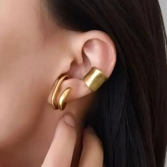 1Pc Vintage Piercless Ear Clip Earring for Women Fashion Classic C Shape Trendy Earcuff Earrings Girl Simple Daily Wear Jewelry