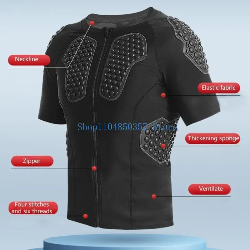 5asd Camisa masculina acolchoada manga curta com costela no peito e camisa compressão protetora coração