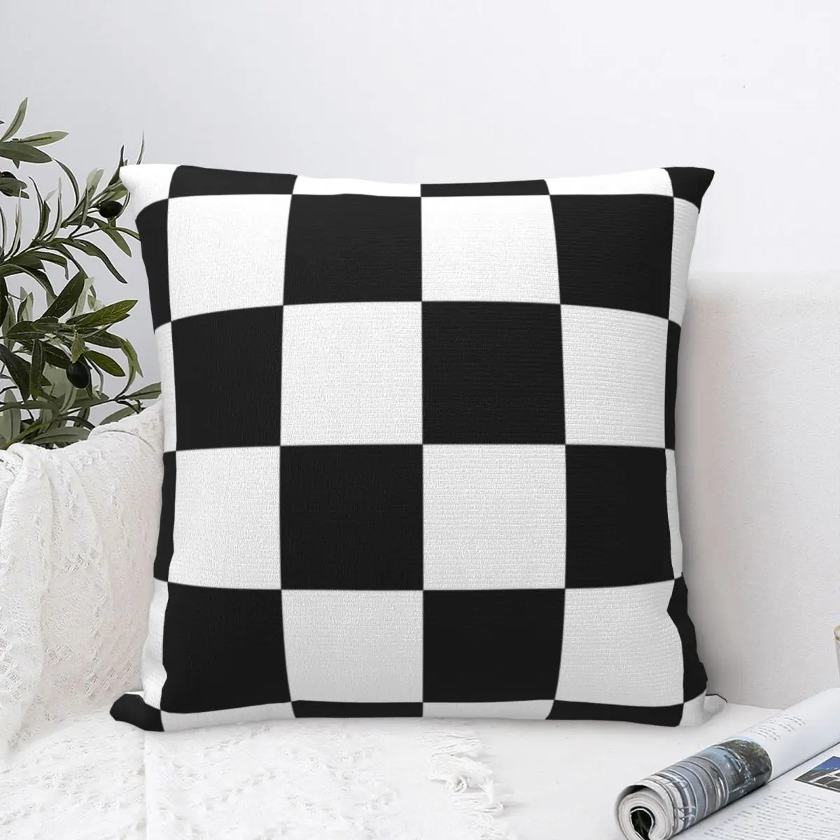 Checkered Squares Pillowcase Cushion Cover Decor Chess Black White Chessboard Minimalist Geometric Throw Pillow Case Cover Home