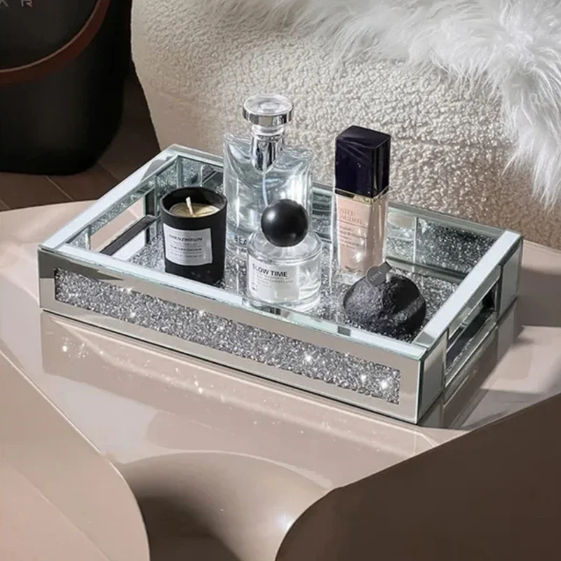 

Diamond Cosmetic Desktop Skincare Organizer Dressing Table Perfume Tray Porch Key Storage Rack Home Decor Stylish Vanity Set