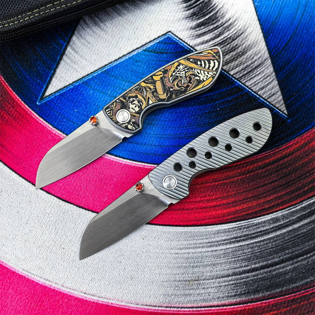 QK Original Mini Folding Knife M398 Steel Titanium Alloy Handle Camping Outdoor Hiking Rescue Hunting Knife EDC Defense Tool