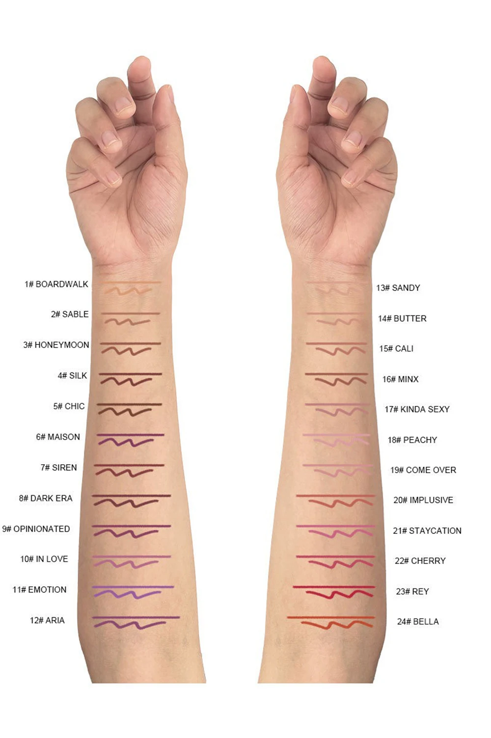 Delineador de labios resistente al agua, marca privada, pigmento al por mayor, sacapuntas de larga duración, maquillaje con logotipo personalizado mate, sin crueldad