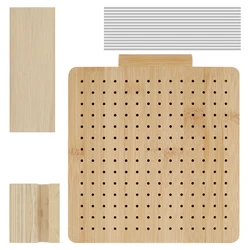 Crochet Blocking Board with 15 Stainless Steel Rod Pins Granny Square Blocking Board with Groove Wood Knitting Blocking Board