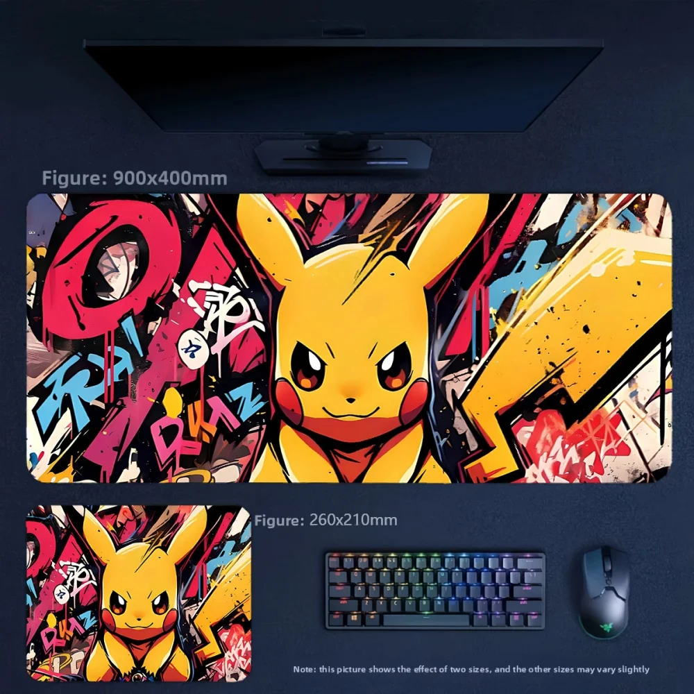 High Definition Printing Precision Edge Lock Leather Mouse Pad Anime Pokémon Large Size 90x45cm Non-slip Keyboard Pad Table Mat
