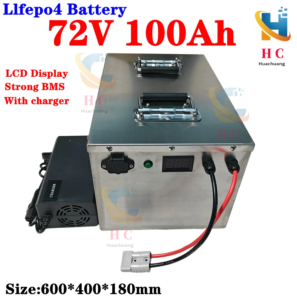 Brand high quality 72V 100Ah LiFepo4 Battery pack with strong BMS for electric car low speed car + 87.6V 10A charger