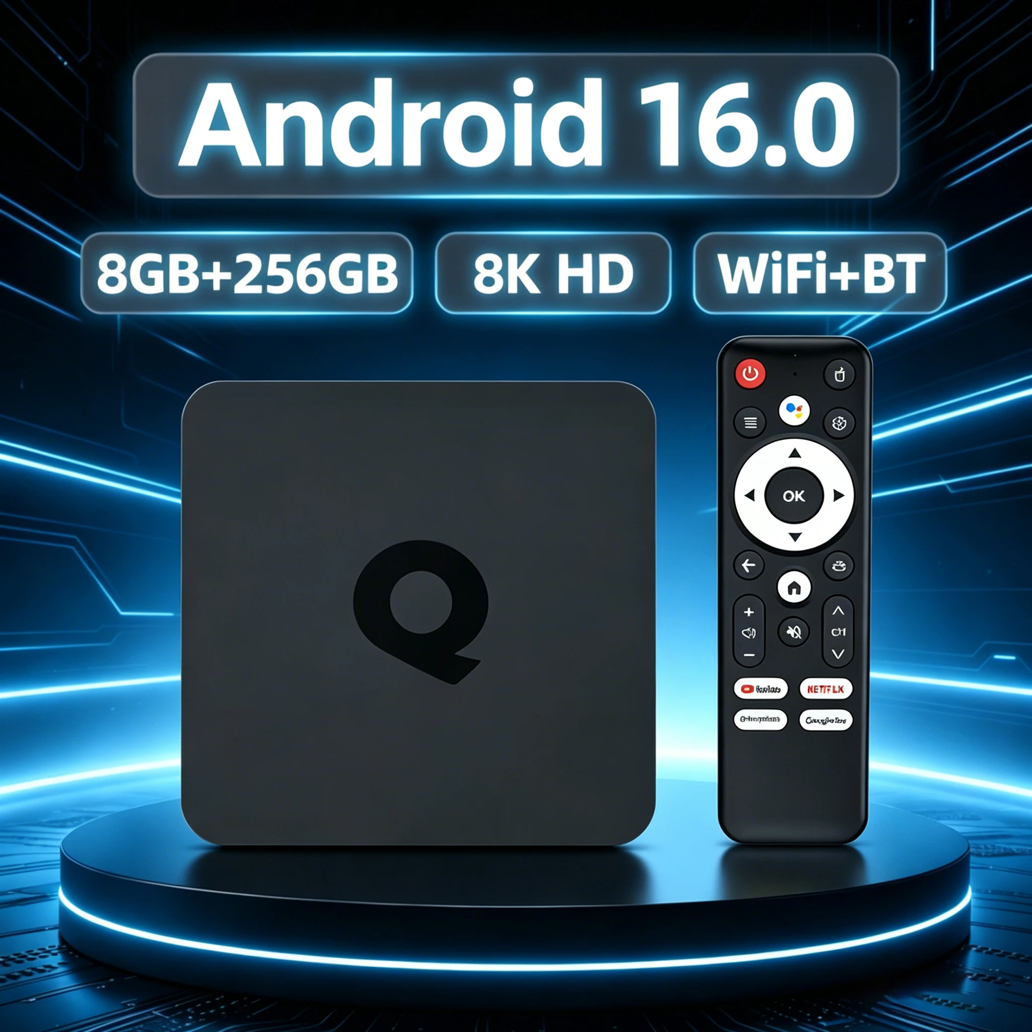 

Android 16 Smart TV Box Q1 8GB 256GB AWH313 Dual Wifi BT5.4 4K 8K HDR Video Google Voice Assistant Media Player Fast Set Top Box