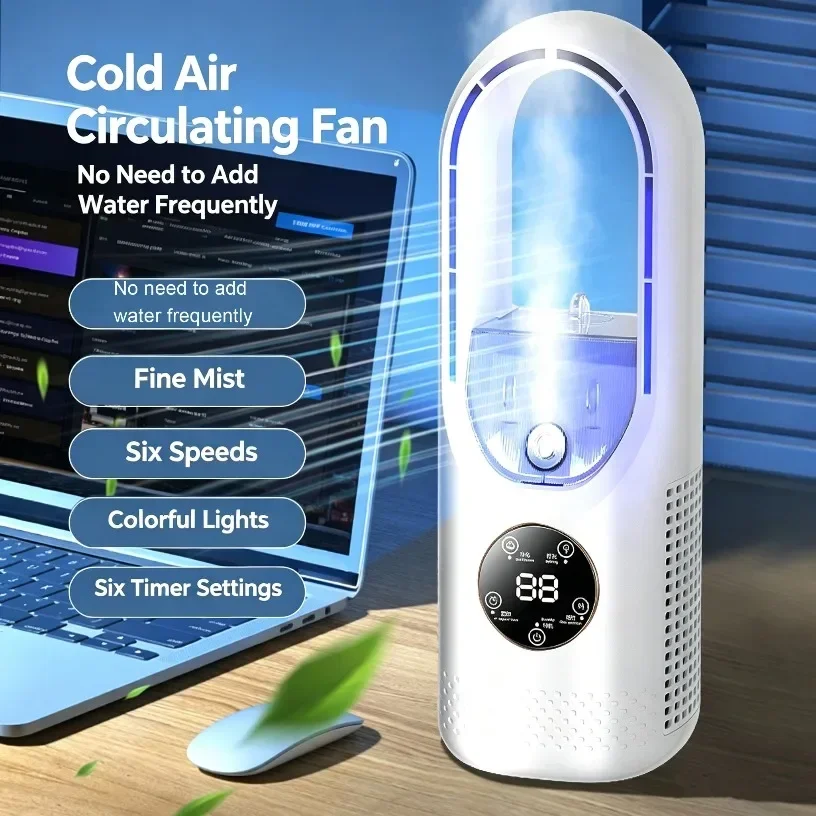 2 In 1 Air Conditioner Fan Mini Desktop Cooler Mist Cooling Humidifier with for Home OfficeCooler Office Bedroom
