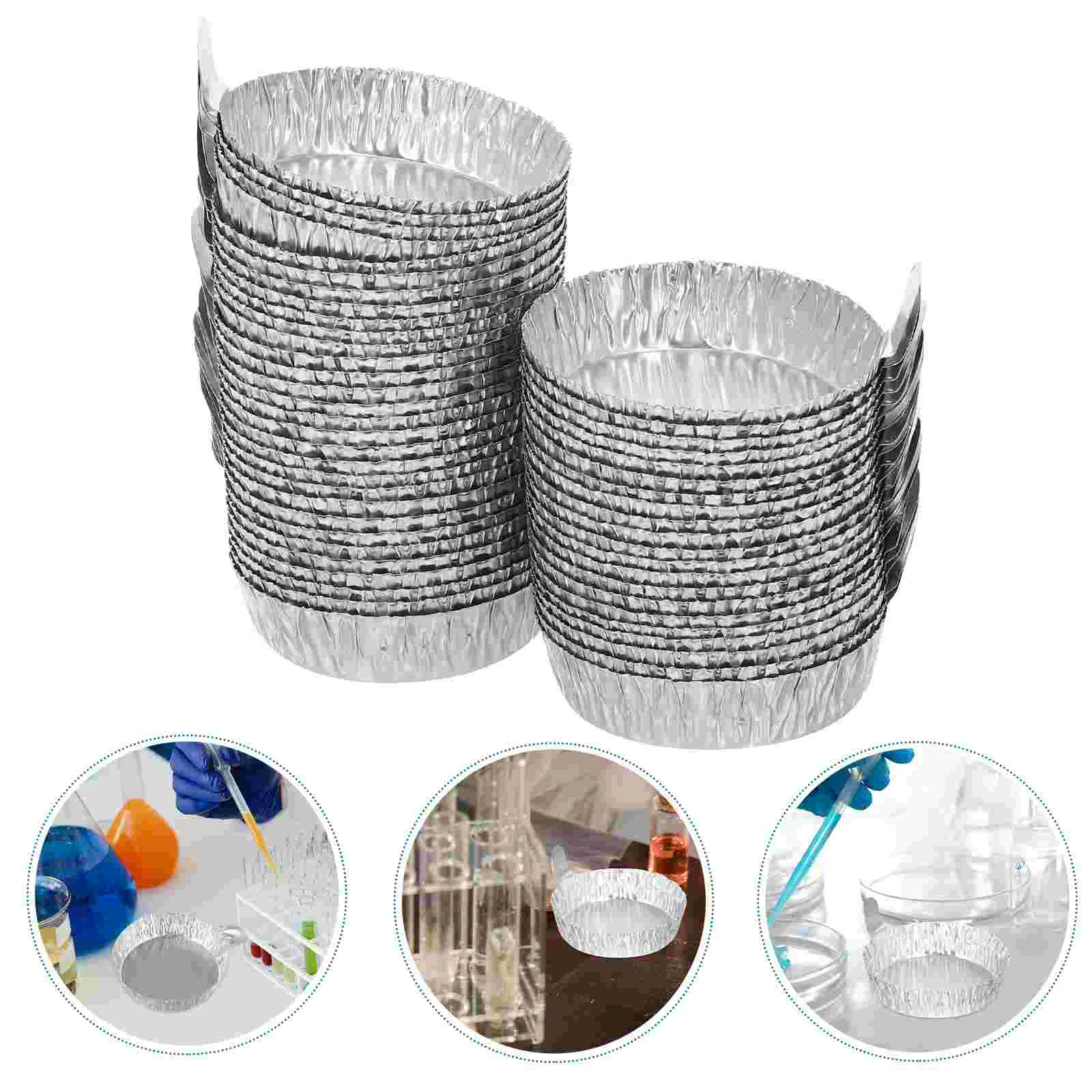 50 Pcs Aluminum Foil Weighing Dish Pans Small Trays Food Measuring Boat Laboratory Equipment Plate Aluminium Plates