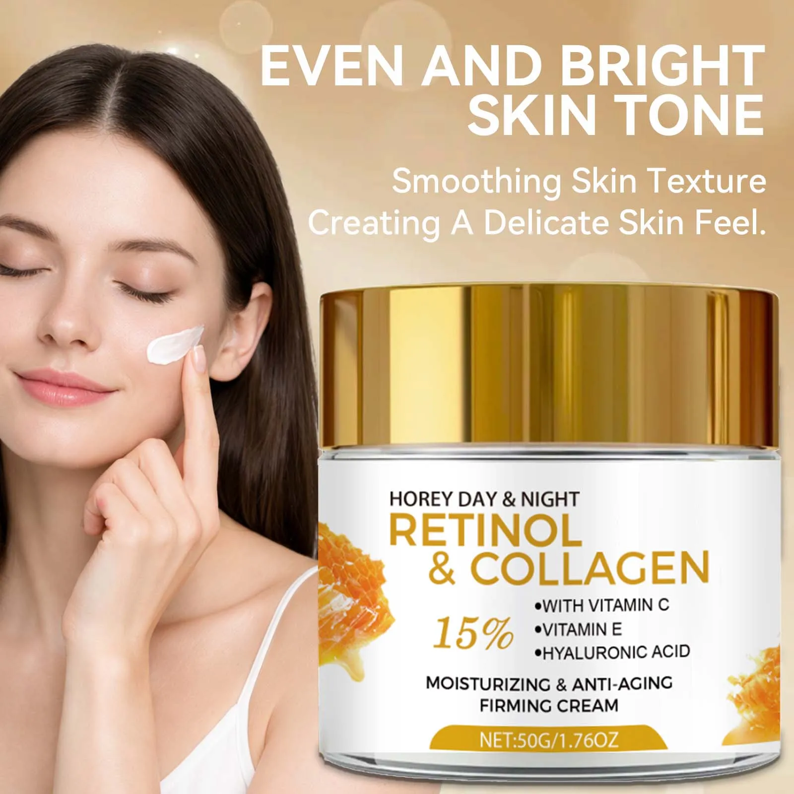 Crema Facial Hidratante con Ácido Hialurónico y Colágeno para un Efecto Lifting Instantáneo, Reafirmante y que Brinda una Piel Radiante y Luminosa, Ligera y No Grasosa