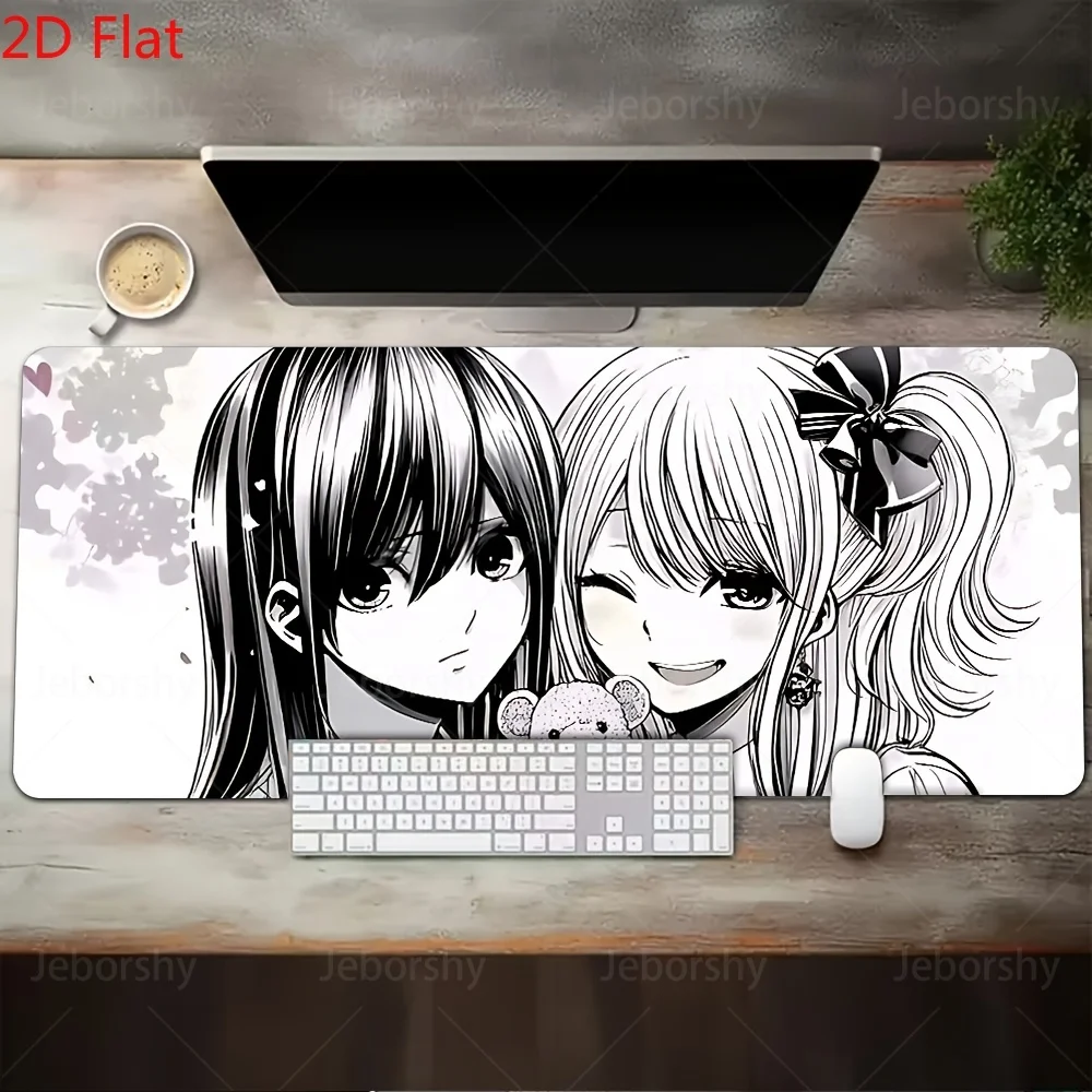 Cute Anime Girls with Teddy Bear Desk Pad Non-Slip Gaming Mouse Mat