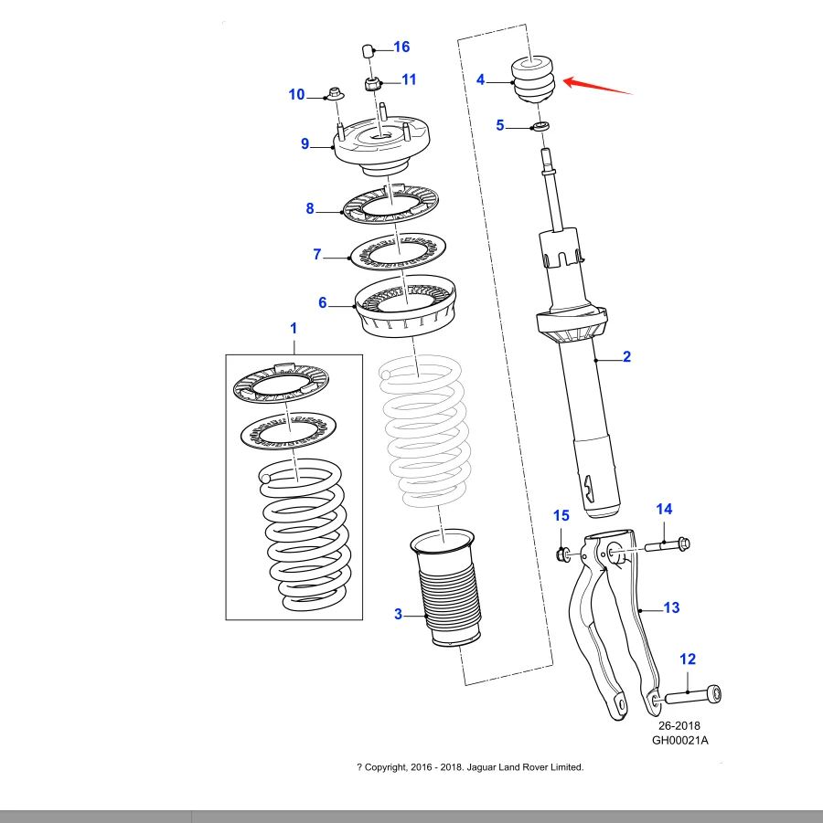 1 шт. T4A2001 резиновый буфер переднего амортизатора для Jaguar F-PACE 16-20