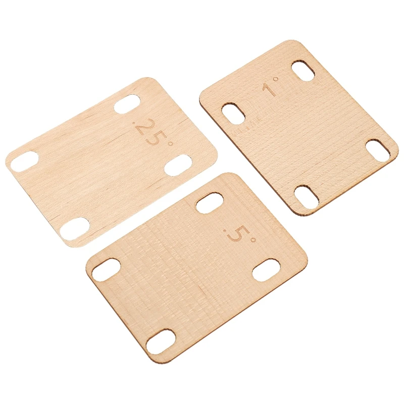 3Pcs Guitar Neck Shims, Solid Maple Wood Guitar Neck Shim Protection 0.25, 0.5 And 1 Degree Guitar Neck Plate Tool view 4