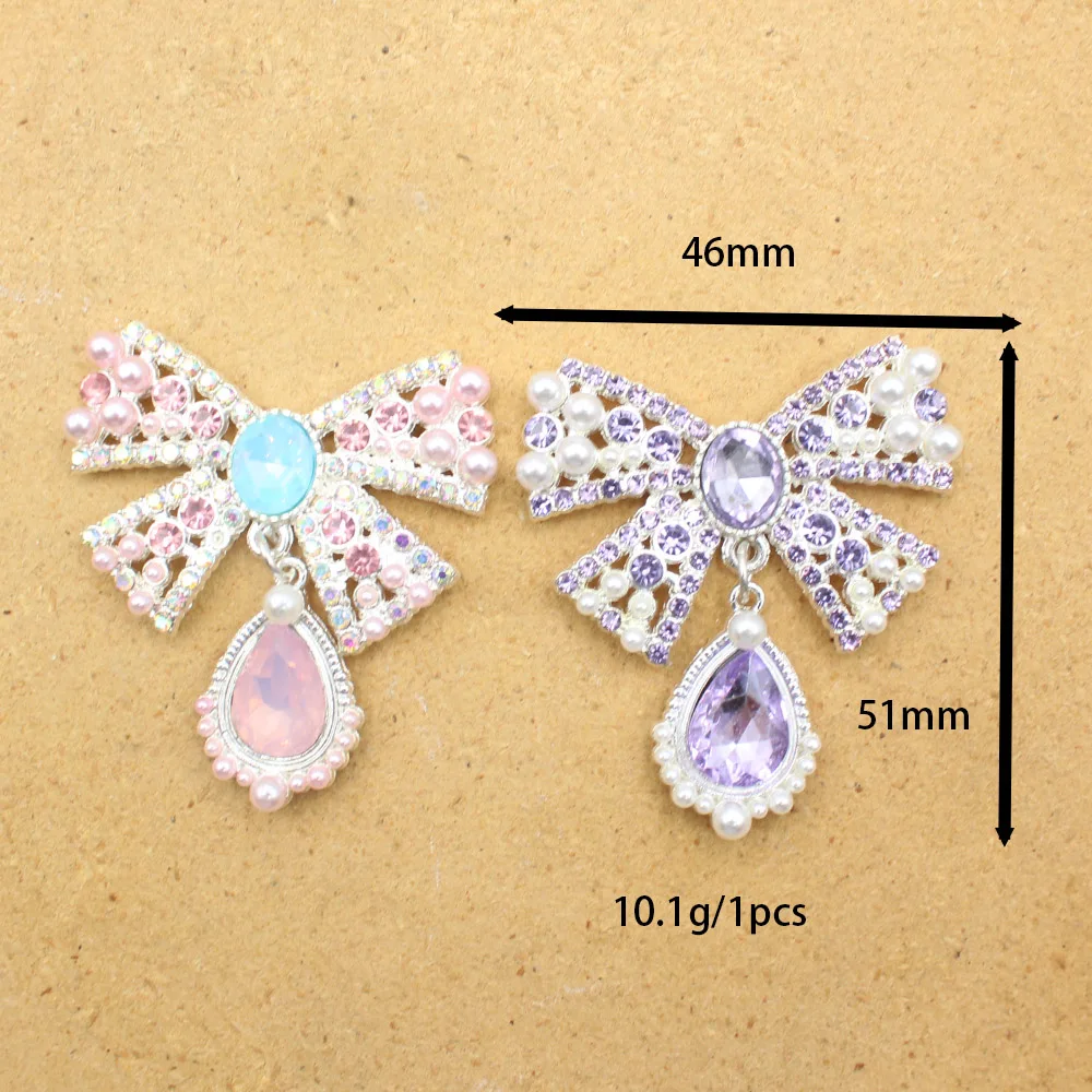 Fashionable 3pcs/lot Alloy Rhinestone Pearl Versatile European and American Atmospheric Bow DIY Phone Case Hole Shoes Earrings H