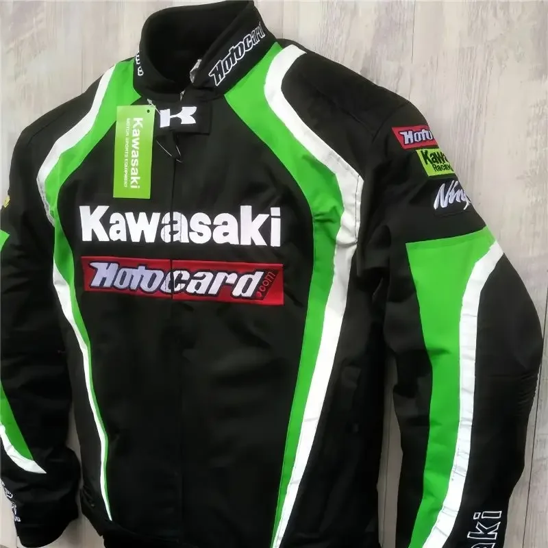 Новый внедорожный мотоциклетный велосипедный костюм Kawasaki, гоночная куртка, ветрозащитная теплая куртка с защитой от падения, сезонный велосипедный костюм