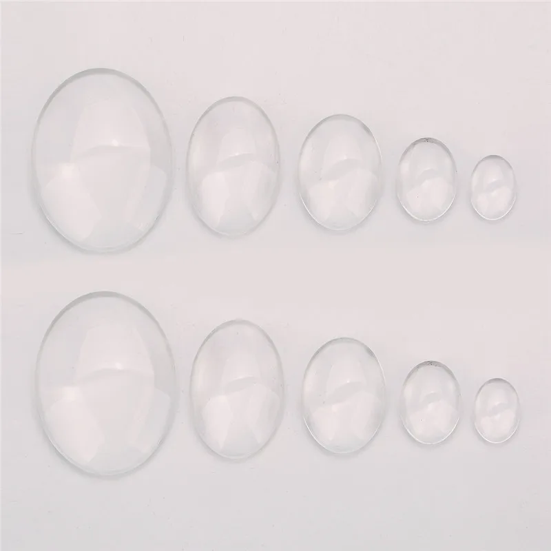 1pack Oval Round Glass Cabochon 30x40mm 6mm 8mm 10mm 12mm 18mm 20mm 25mm 30mm Transparent Clear Flatback Cameo Jewelry Making