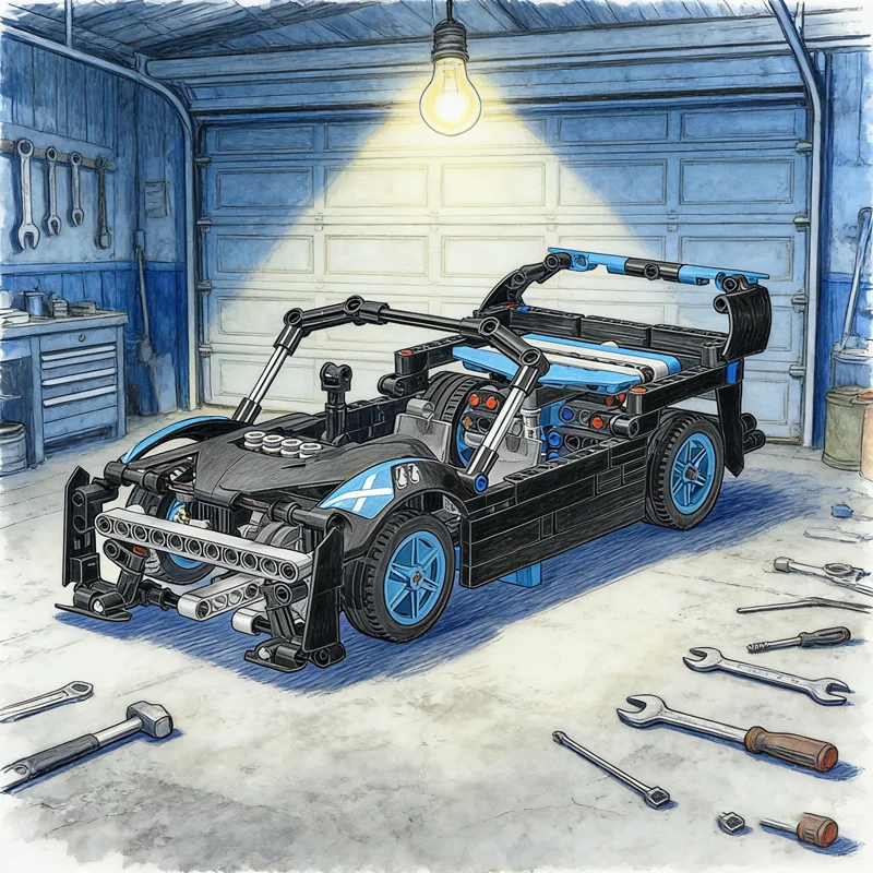 395 Piezas MOC VW Golf GTi Cabrio Azul Ágil, Bloques de Construcción de Modelo Técnico, Regalos de Navidad, Juguetes, Idea de Bricolaje, Educación