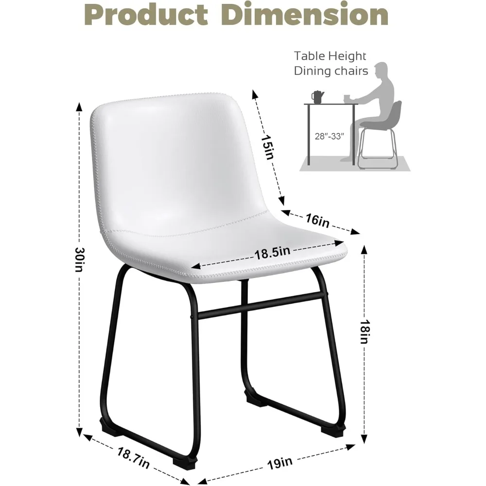 مجموعة من 4 كراسي لتناول الطعام من الجلد الصناعي مقاس 18 بوصة بأرجل معدنية للمنزل والبسترو والمقاهي #2