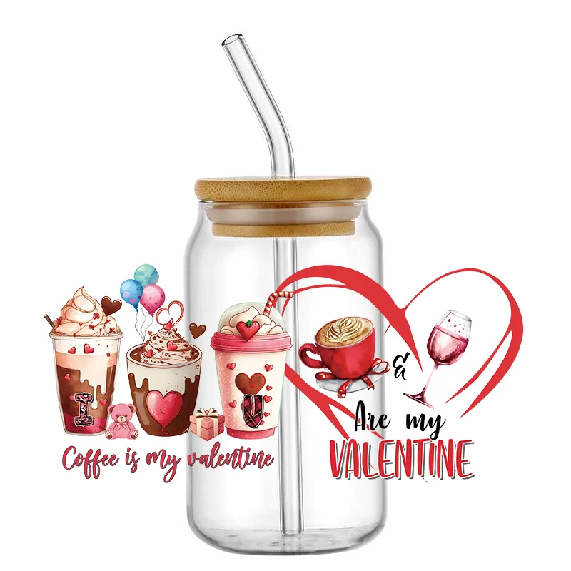 

Sweet coffee cup 3D UV DTF Transfers Stickers 16oz Cup Wraps My love Printed For DIY Glass Ceramic Metal Leather Etc.