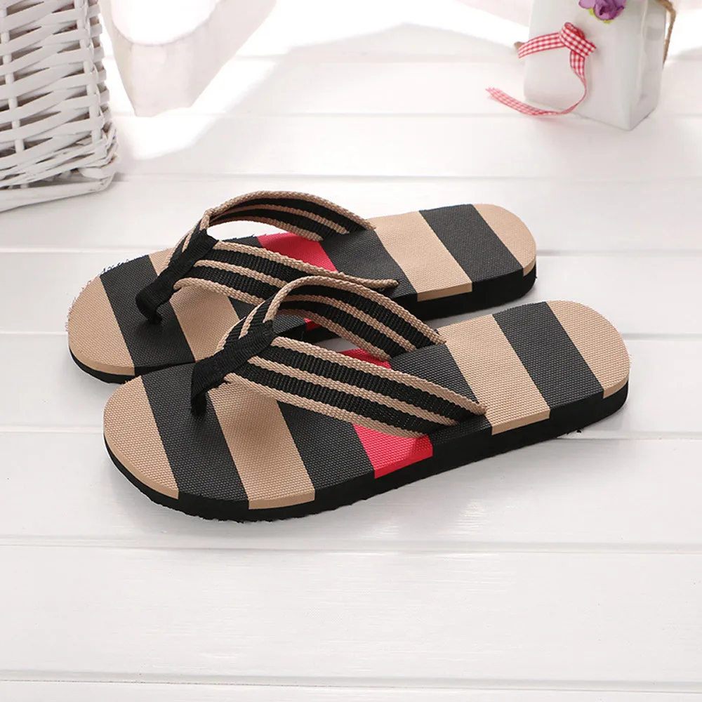 NEW 2022 Summer Men Slippers EVA Striped Flip Flops Beach Sandals Non-slip Slippers Indoor & Outdoor Shoes Pantuflas Size 40-44